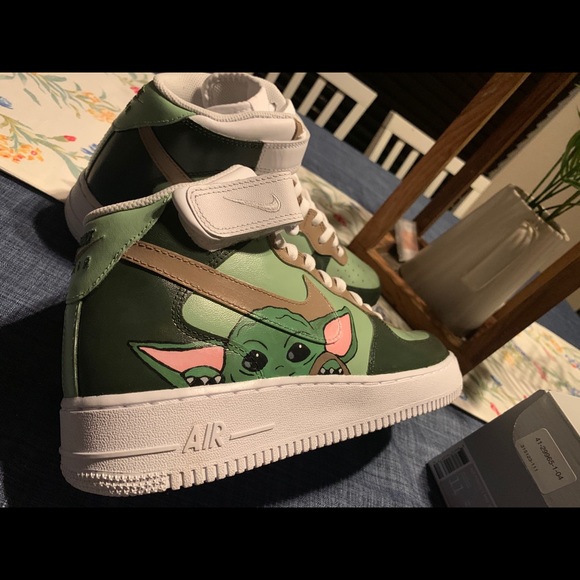 Custom Hand Painted Nike Air Force 1 Baby Yoda